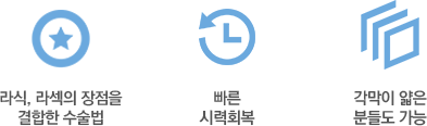 라식/라섹의 장점을 결합한 수술법, 빠른 시력회복, 각막이 얇은분들도 가능